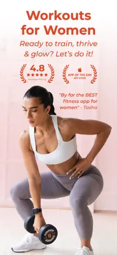 WeGLOW screen showing workouts for women and trainer-led classes